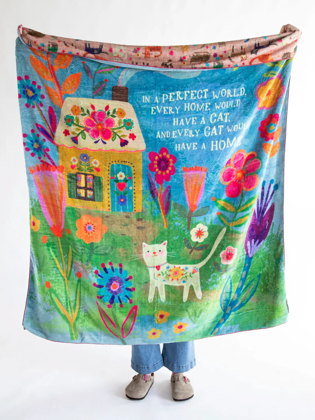 Natural Life Every Cat Has A Home Double-Sided Cozy Throw Blanket