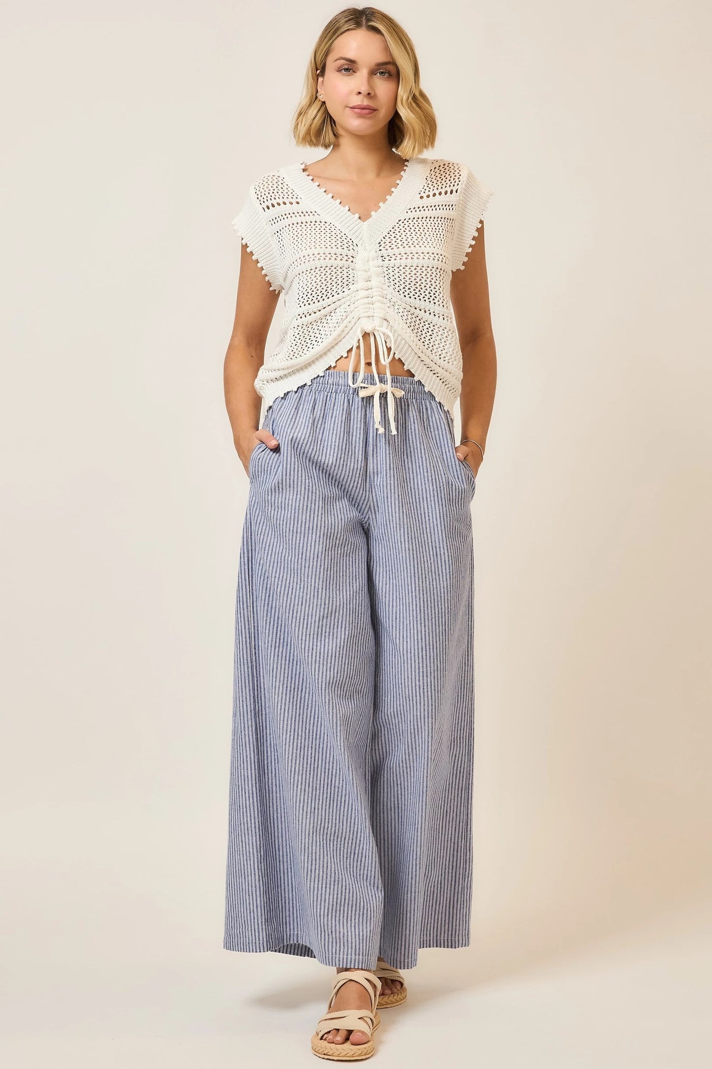 Sweet Spot Ruched V-Neck Knit Top