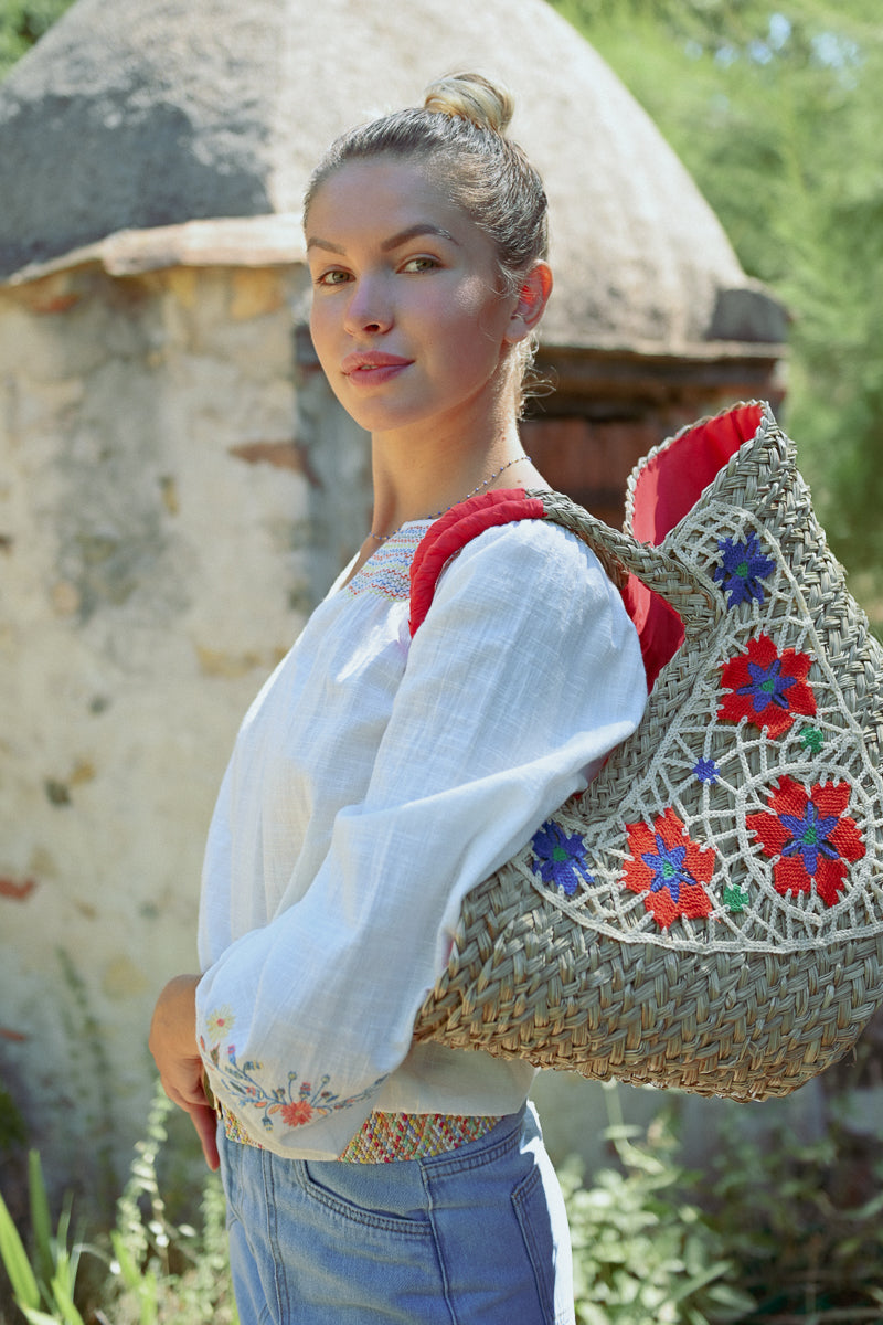 Beautiful Woven Moroccan Straw Basket Close View Pizzazz Beloit