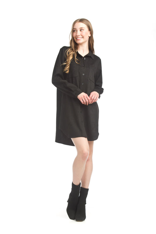 Black Faux Suede Shirt Dress Pizzazz Beloit