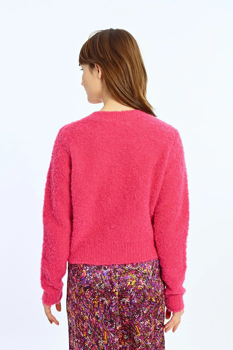 Boucle Knit Gold Button Accent Cardigan Sweater Pizzazz Beloit