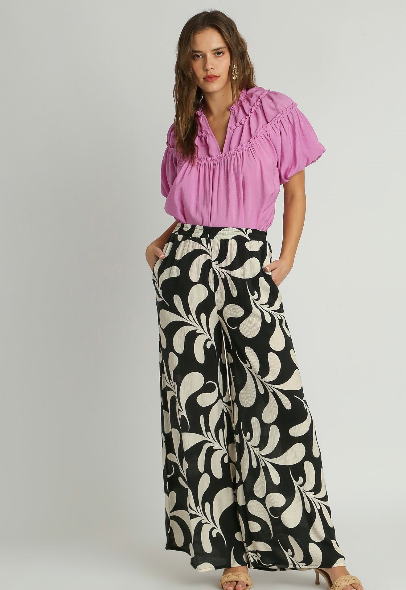 Two Tone Wide Leg Palazzo Pants