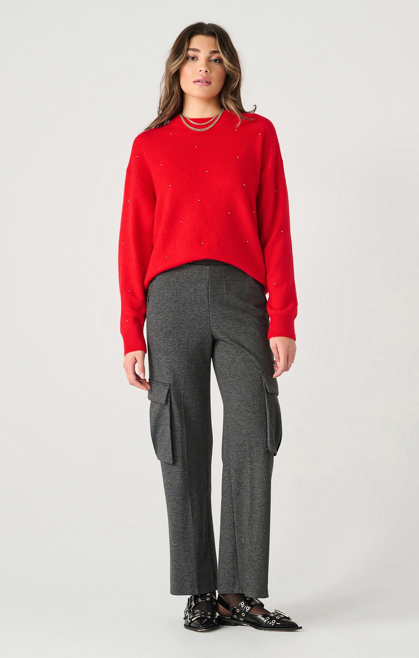 Cherry Red Crystal Embellished Sweater Pizzazz Beloit
