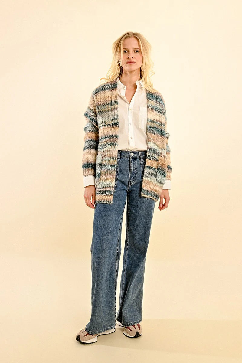 Chunky Relaxed Fit Striped Cardigan Pizzazz Beloit