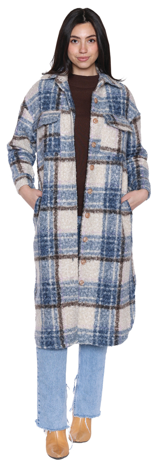 Cozy Long Length Plaid Shacket Pizzazz Beloit