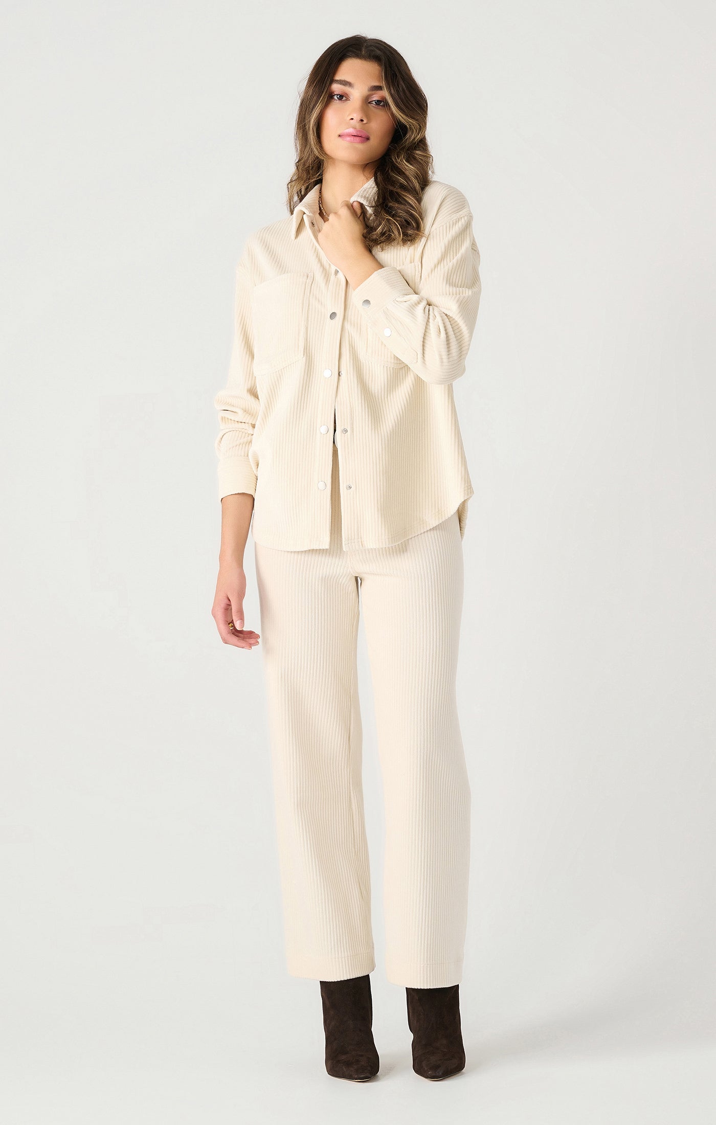Cream Corduroy Button Up Top Pizzazz Beloit