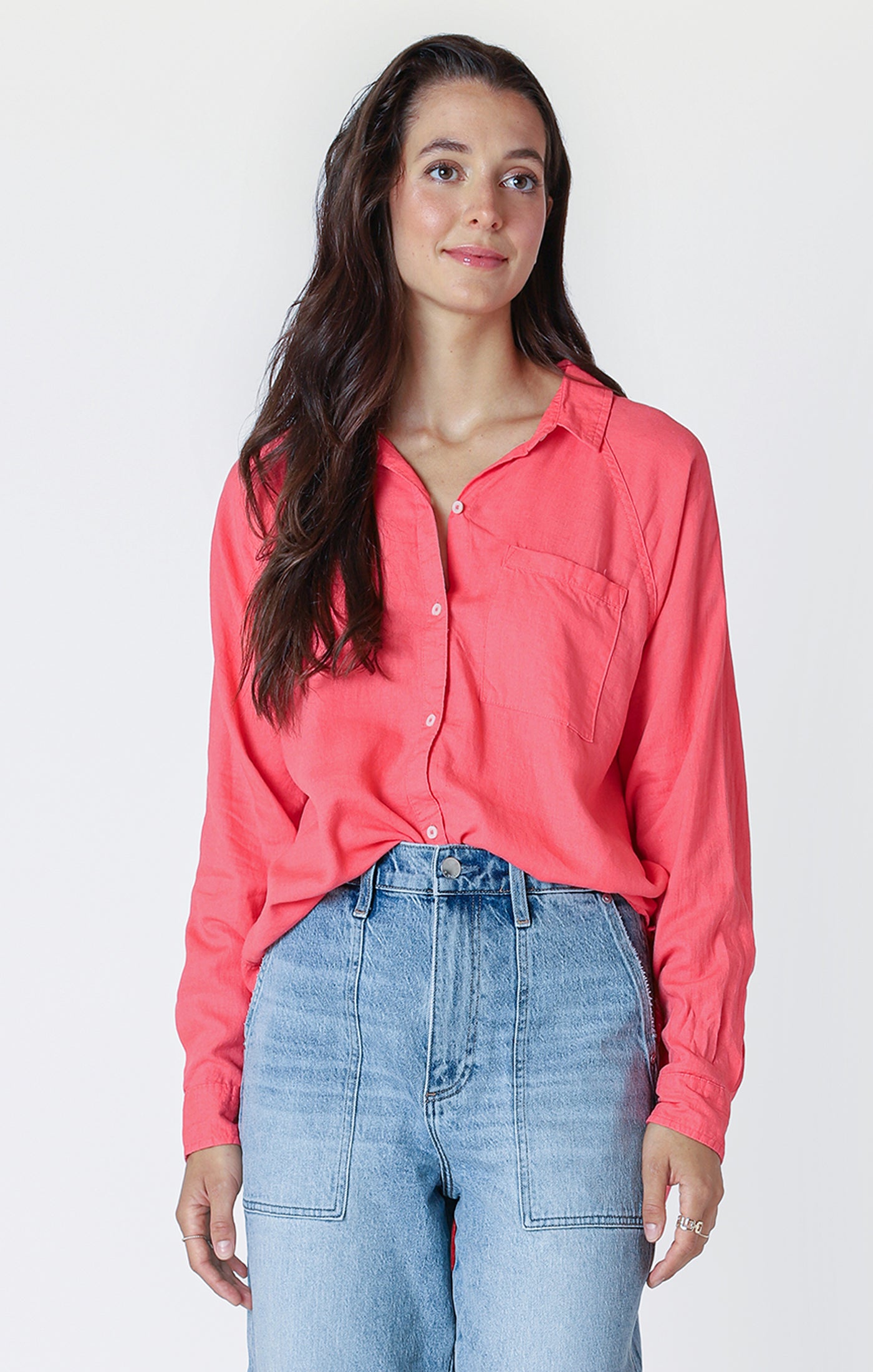 Bright Coral Button Up Shirt