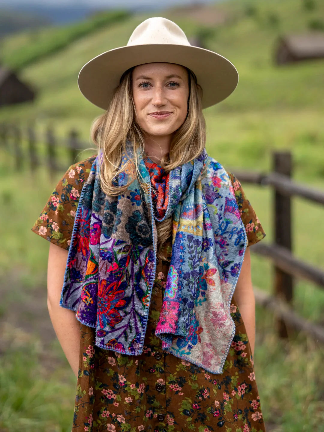 Natural Life Blue Patchwork Cozy Blanket Scarf
