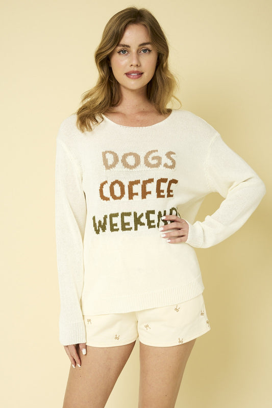 Dogs, Coffee, Weekends Lightweight Sweater Pizzazz Beloit