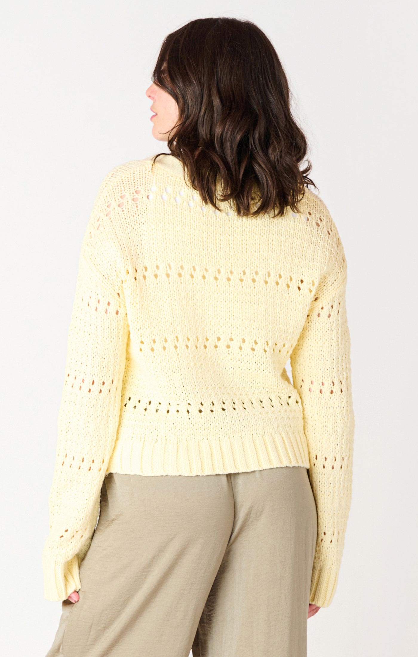 Lemon Meringue Open Stitch Cropped Cardigan