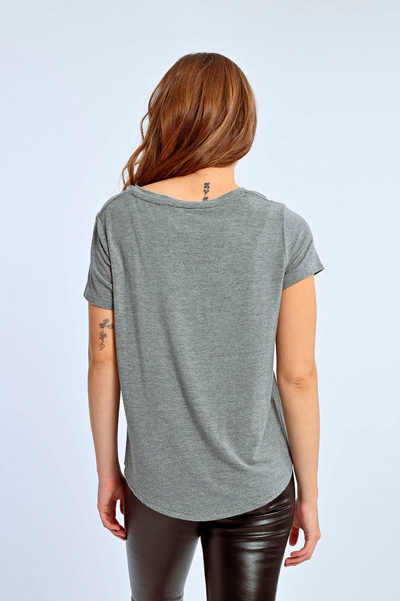 Heart Accent V-Neck Tee