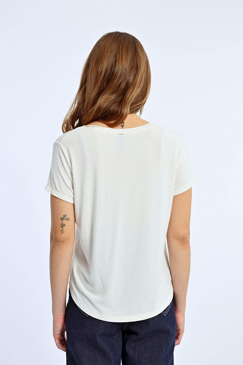 Heart Accent V-Neck Tee