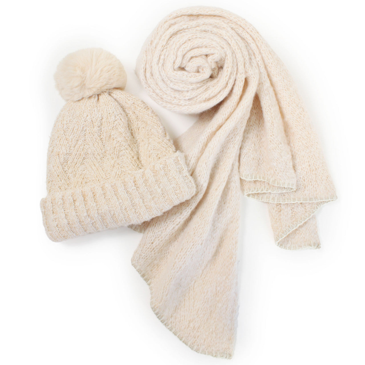 Textured Knit Hat & Scarf Set