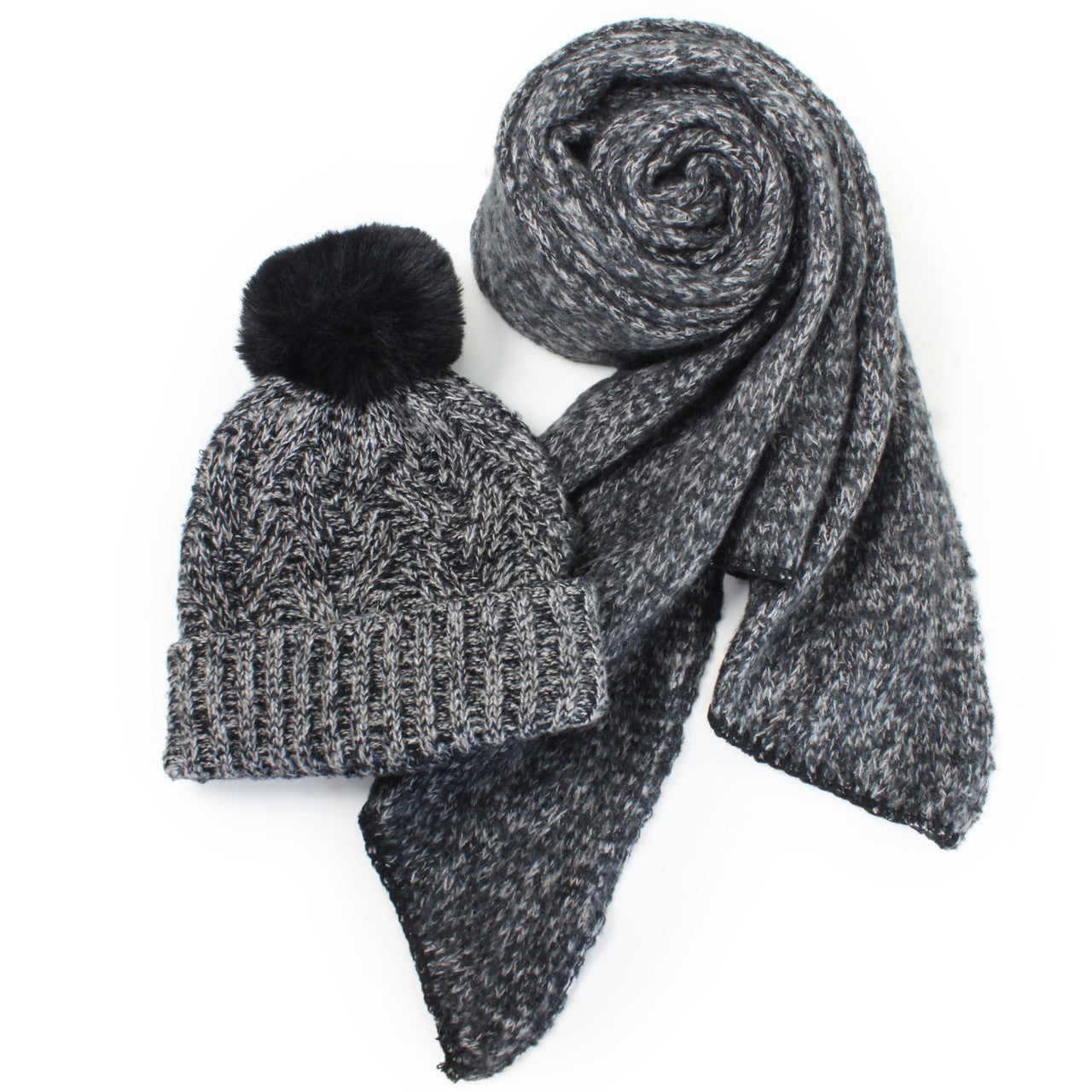 Textured Knit Hat & Scarf Set