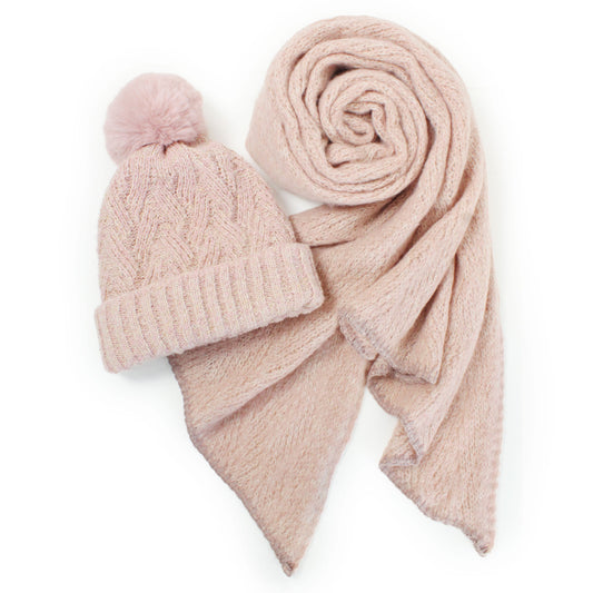 Textured Knit Hat & Scarf Set