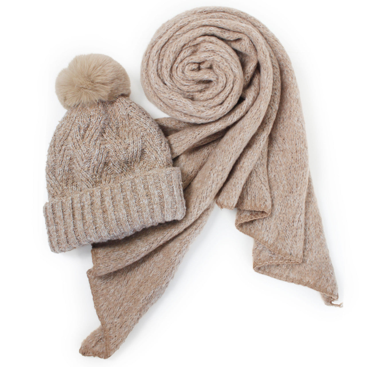 Textured Knit Hat & Scarf Set