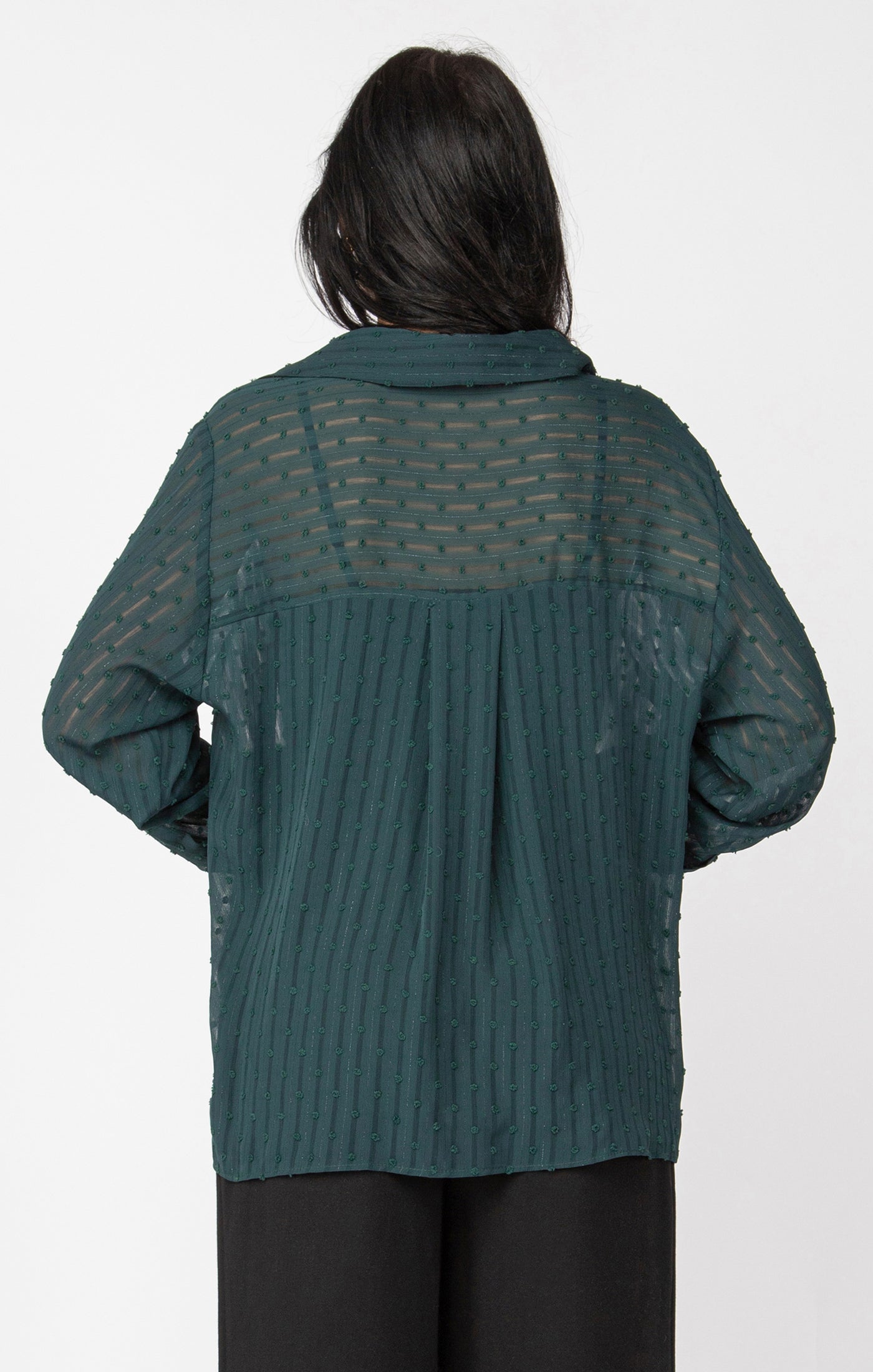 Emerald Swiss Dot Button Front Blouse Pizzazz Beloit
