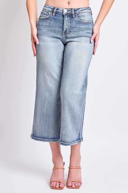 Vintage Dark Wash High Rise Cropped Wide Leg Jeans