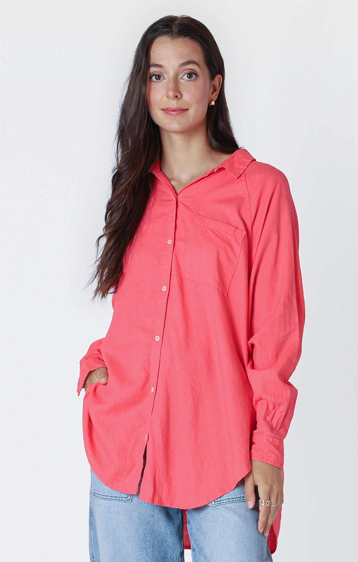 Bright Coral Button Up Shirt