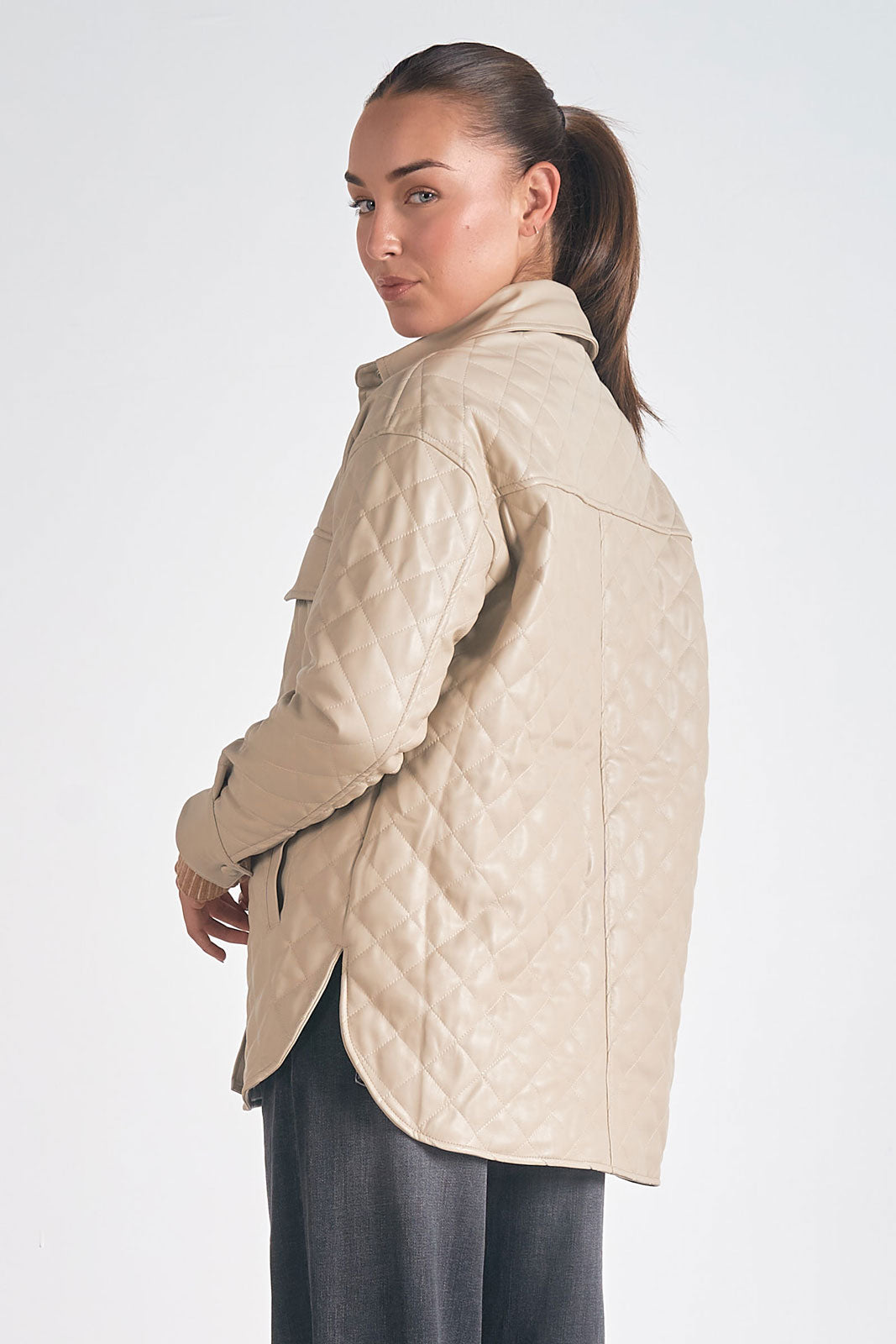 Faux Leather Quilted Jacket Pizzazz Beloit