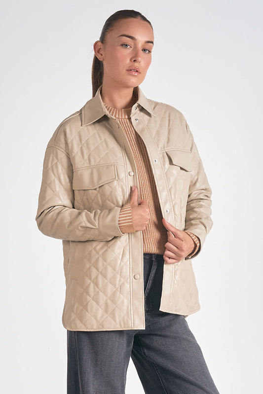 Faux Leather Quilted Jacket Pizzazz Beloit