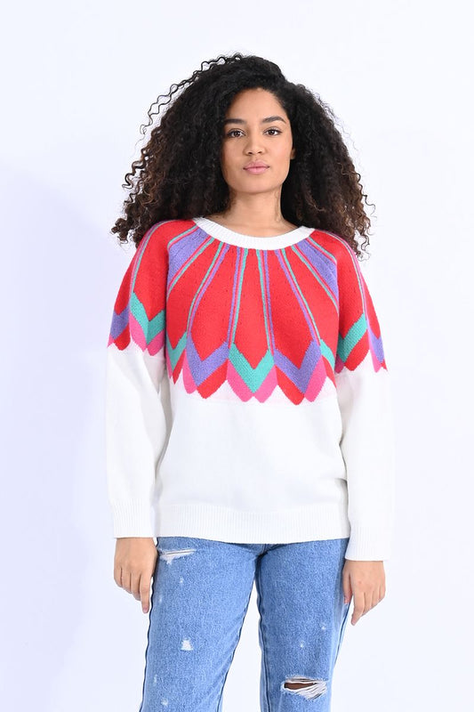 Raglan Sleeve Color Burst Sweater