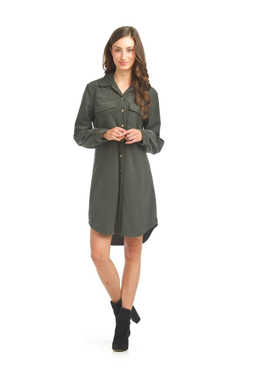 Green Corduroy Button Down Shirt Dress Pizzazz Beloit
