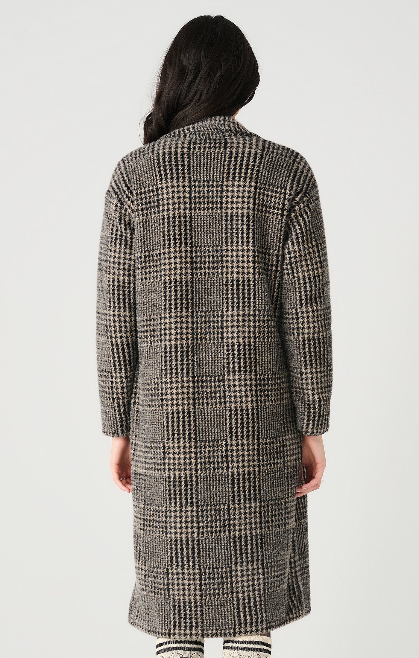 Houndstooth Plaid Knit Coat Pizzazz Beloit