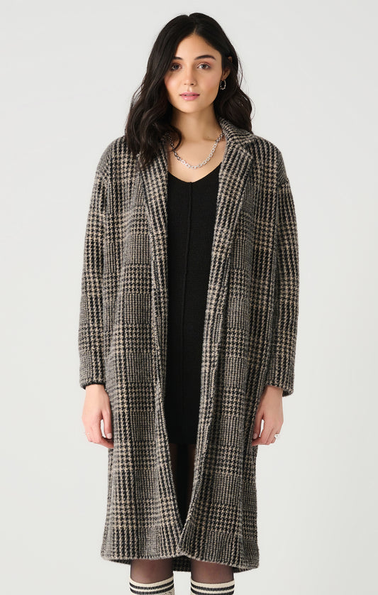 Houndstooth Plaid Knit Coat Pizzazz Beloit