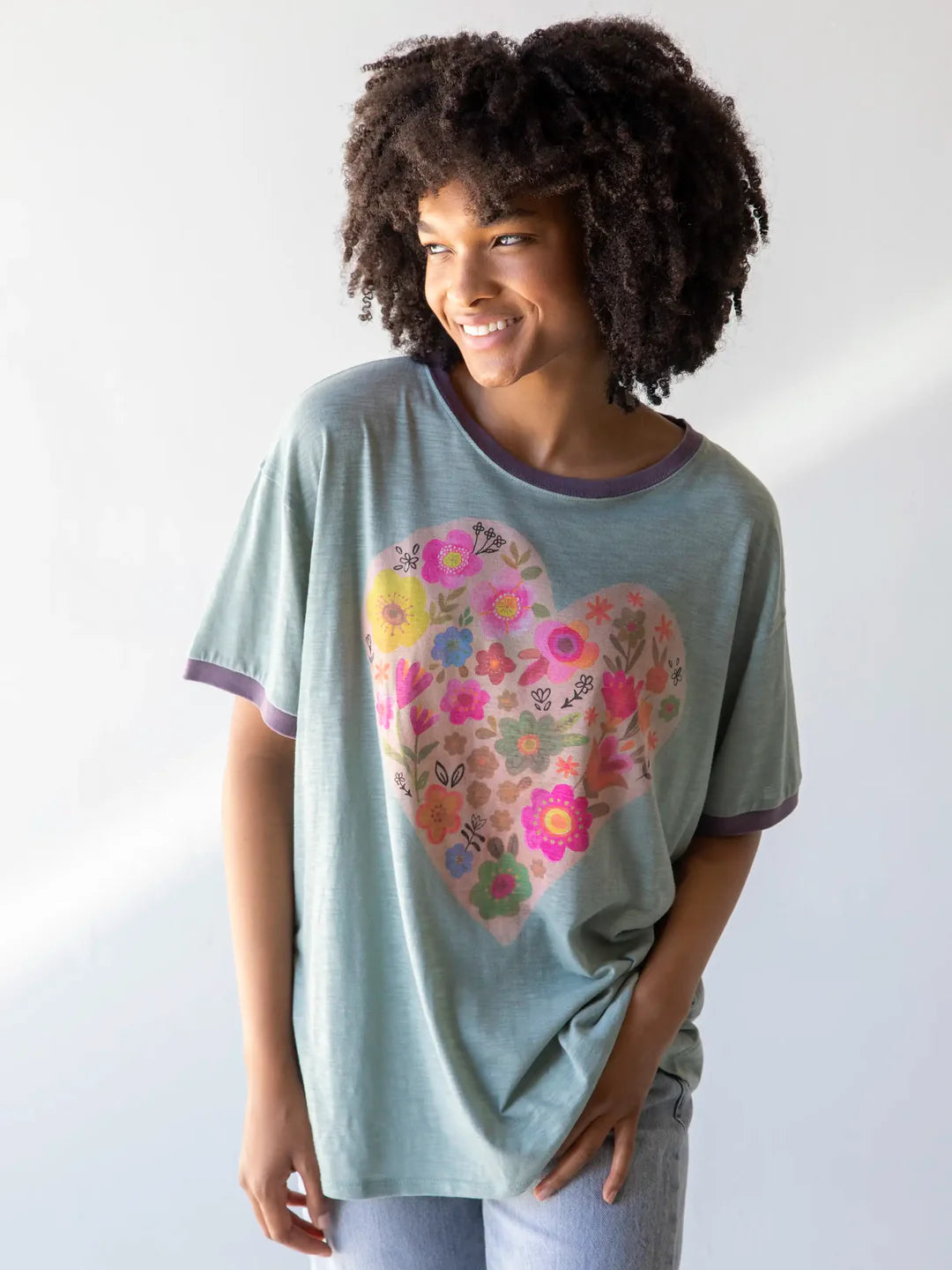 Heart Ringer Oversized Tee Shirt