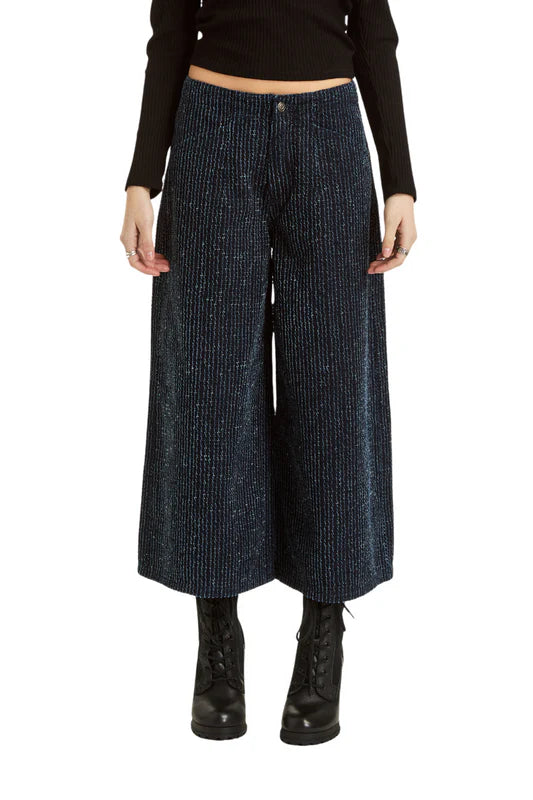 Chic Blend Tweed Denim Crop Pants