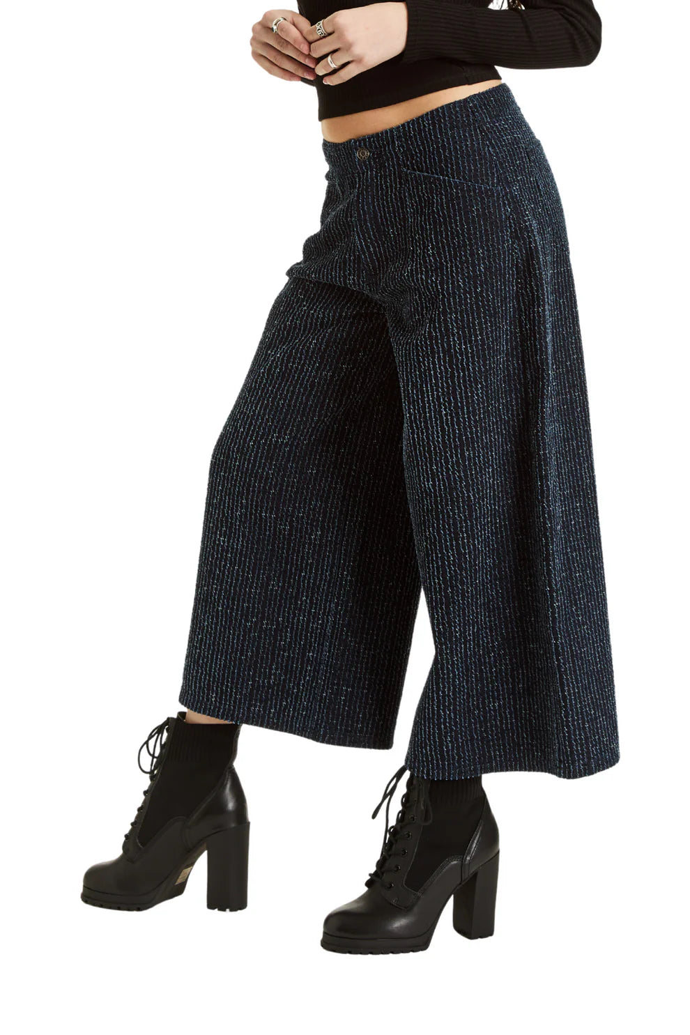 Chic Blend Tweed Denim Crop Pants