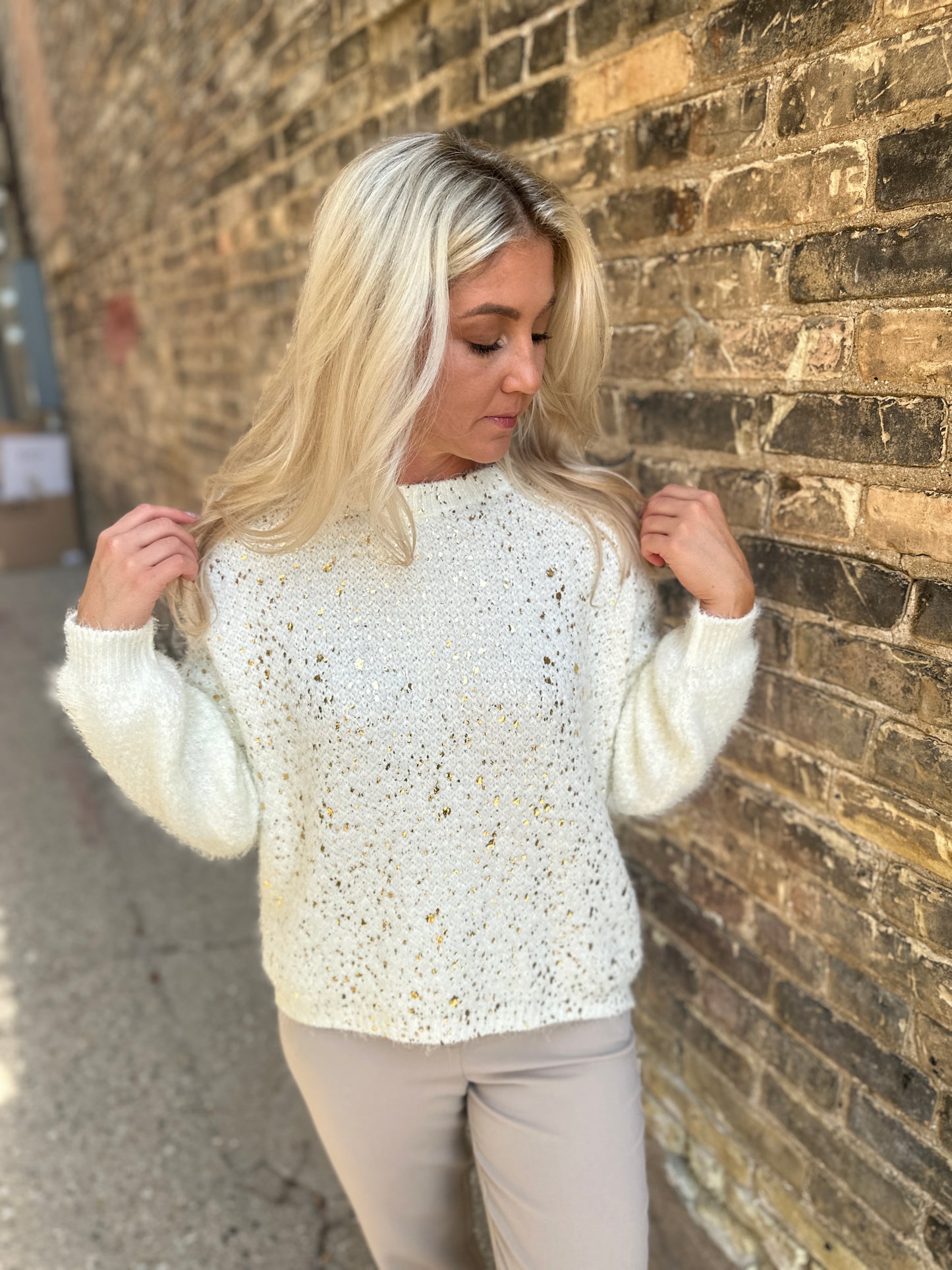 Gold Fleck Shimmer Sweater