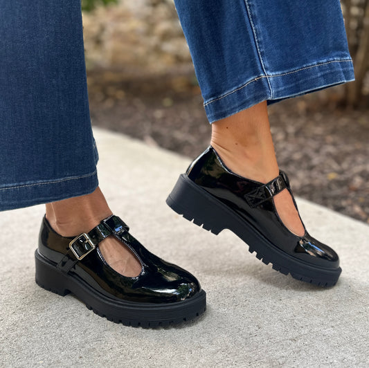 Patent Perfect Chunky Sole Mary Janes