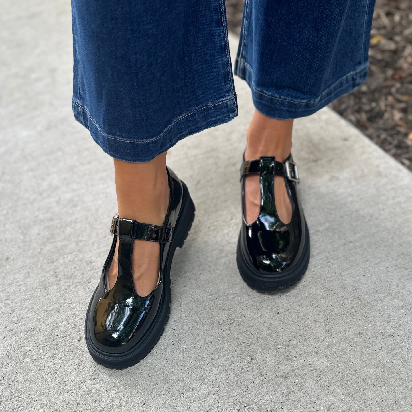 Patent Perfect Chunky Sole Mary Janes