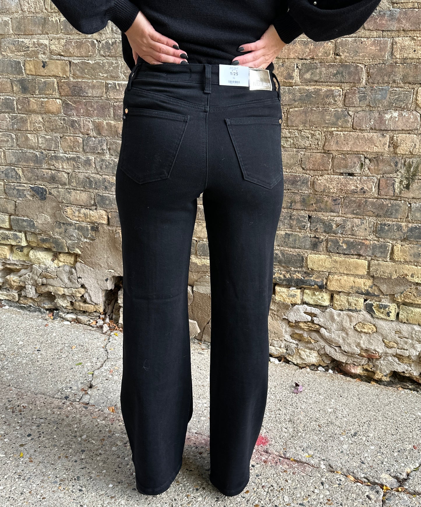 Judy Blue High Waist Retro Wide Jet Black Jeans