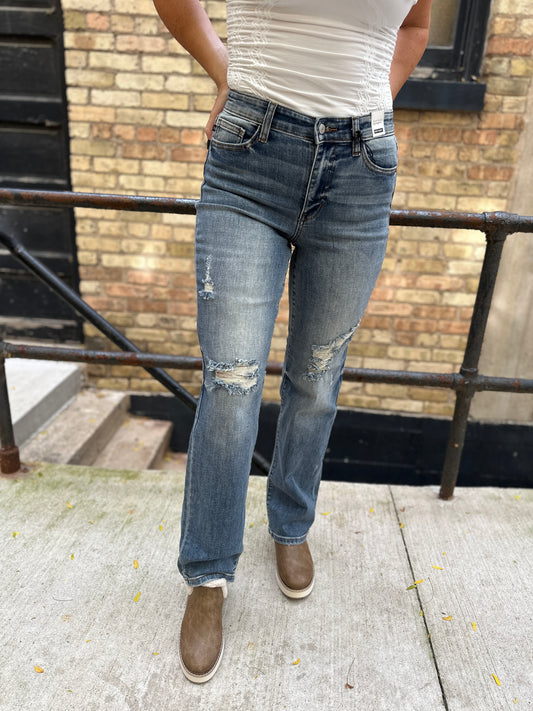 Judy Blue Rebel Edge High Waist Dad Straight Jeans