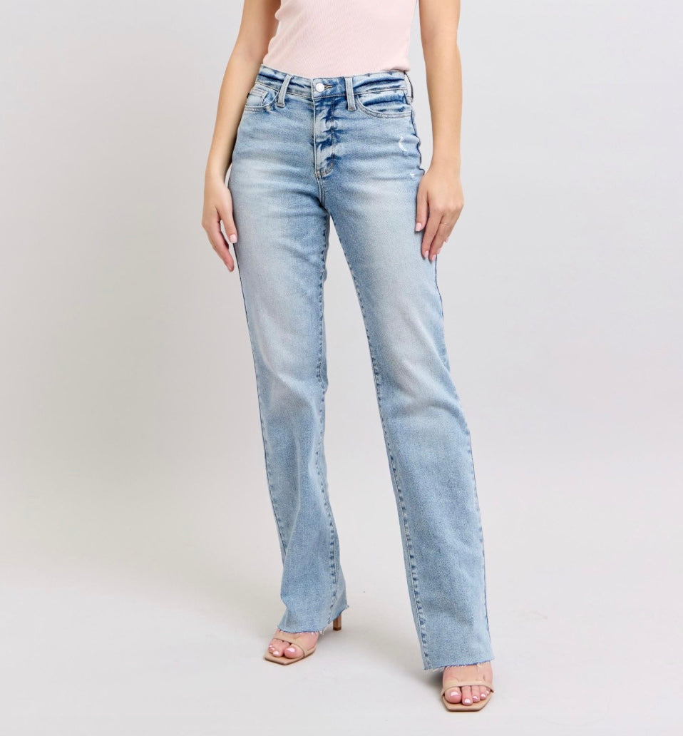 Judy Blue Mid Rise Light Wash Dad Jean