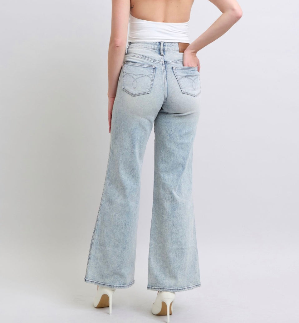 Judy Blue High Waist Tummy Control Retro Wide Jeans