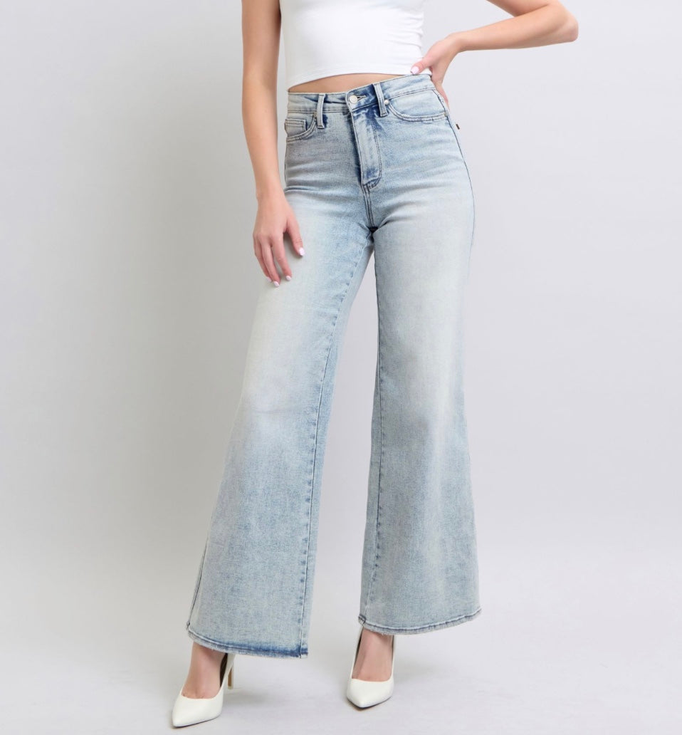 Judy Blue High Waist Tummy Control Retro Wide Jeans