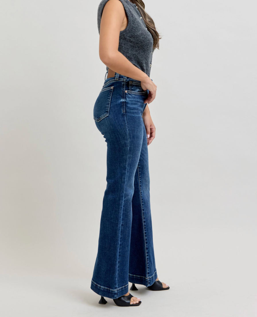Perfectly Polished High-Waist Petite Trouser Flares