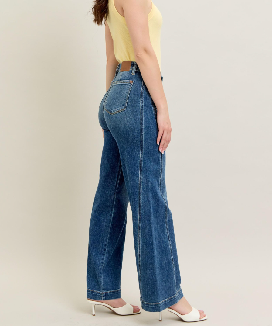 Judy Blue Double Take Mid-Rise Wide Leg Trouser Jeans