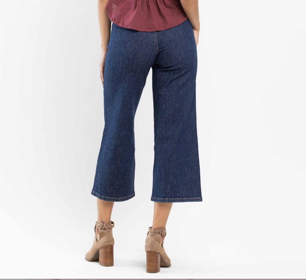 Judy Blue High Waist Tummy Control Cropped Wide Leg Jeans