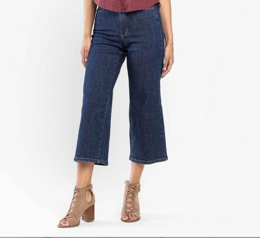 Judy Blue High Waist Tummy Control Cropped Wide Leg Jeans