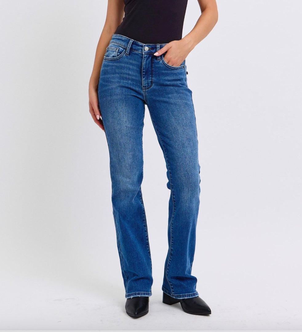 Cozy Chic: The Judy Blue Mid-Rise Thermal Bootcut Jeans