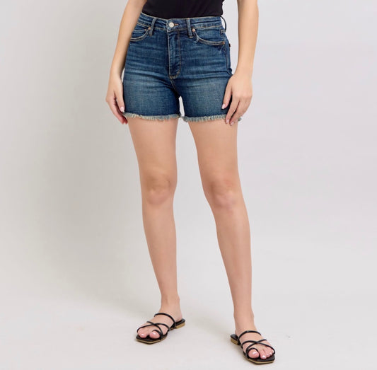 Judy Blue High Waist Tummy Control Fray Hem Shorts