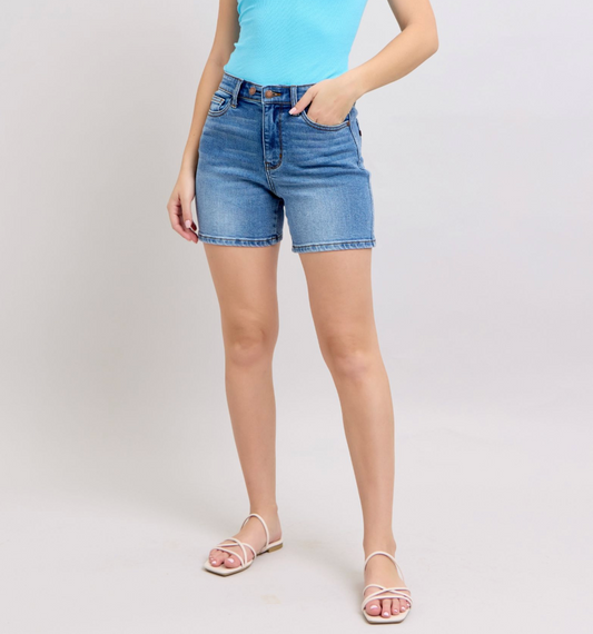 Cool Mom Energy High Waist Double Button Dad Shorts