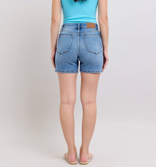 Cool Mom Energy High Waist Double Button Dad Shorts