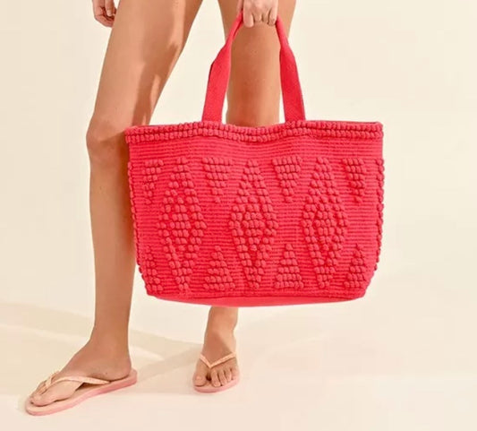 Fuchsia Crochet Cotton Tote