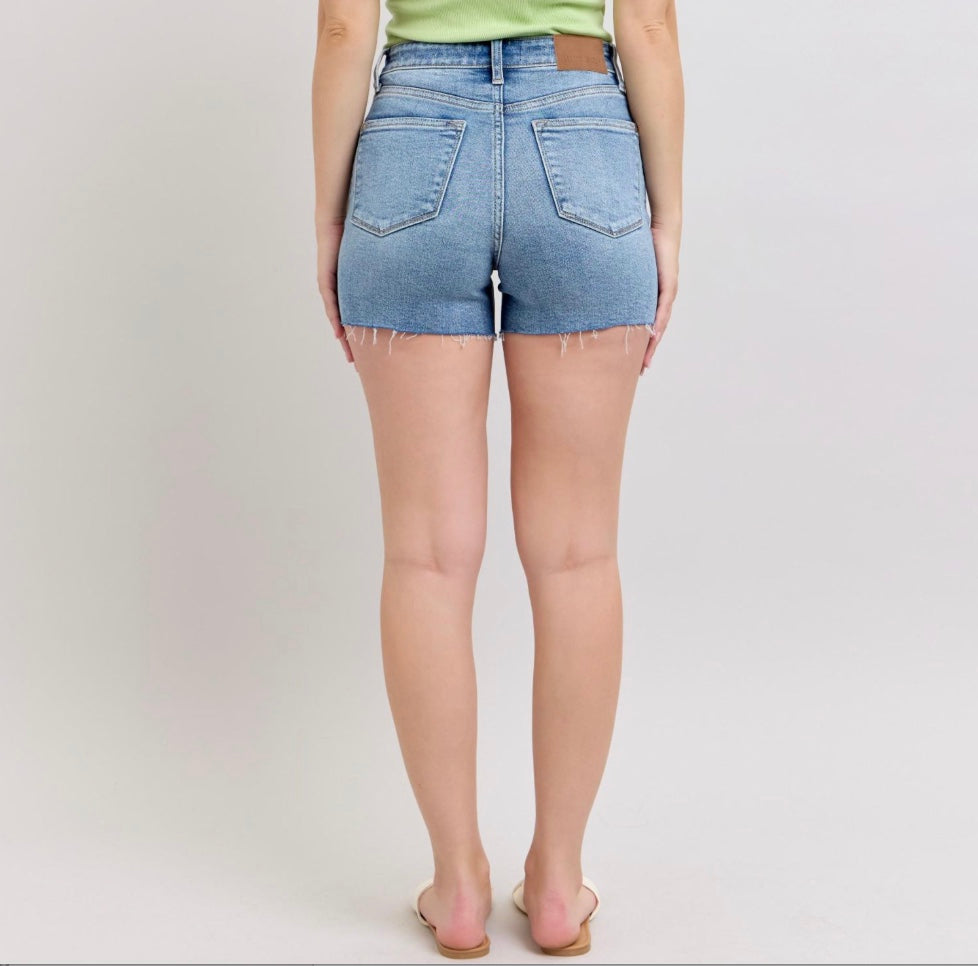 Judy Blue High Waist Stitch Over Destroy Detail Shorts